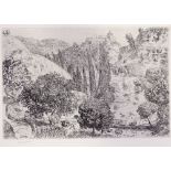 Anthony Gross, etching, Continental landscape, signed in the plate, no. 274/500, plate size 6" x 9",