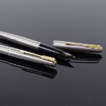 2 Parker fountain pens, stainless steel cases, length 13.5cm Both in very good original condition,