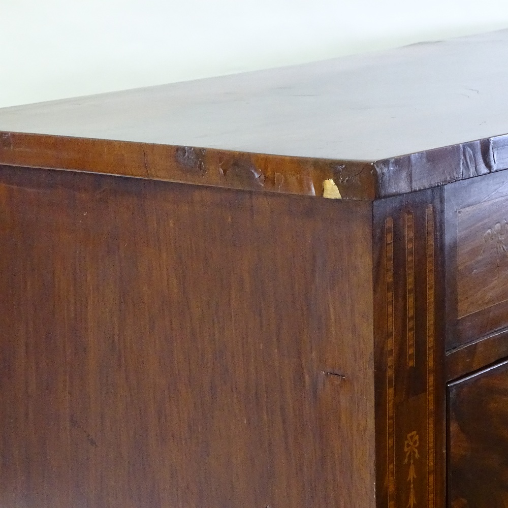 A Regency mahogany chest of drawers, with 3 long and 2 short drawers, floral marquetry inlaid - Image 3 of 4