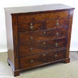 A Regency mahogany chest of drawers, with 3 long and 2 short drawers, floral marquetry inlaid