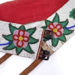 A Native American floral design beadwork belt, early to mid-20th century, band width 7.5cm