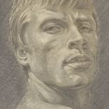 John Barrington, silverpoint on canvas, portrait of Rudolf Nureyev at Cannes, 24" x 18", unframed