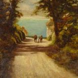 H Voss, oil on canvas, road to the coast, signed with indistinct date 1936?, 18" x 22", framed