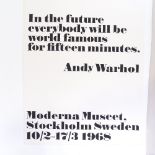 Andy Warhol, set of 6 posters for the Moderna Museet, Stockholm, 1968, sheet size 40" x 28",