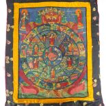 An Oriental hand-painted thangka on silk.