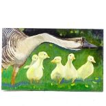 Clive Fredriksson, oil on canvas, geese, 19.5" x 32", framed