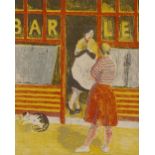 French School, colour lithograph, circa 1950, bar scene, image 11" x 8.5", mounted Very good