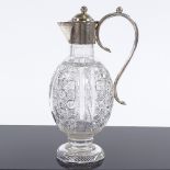 A Victorian silver mounted cut glass claret jug, hallmarks Sheffield 1883, makers mark F.C.,