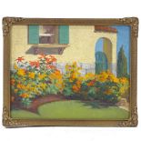 Ethel Stephens, oil on board, Green Cottage, signed and dated 1934, inscribed verso, 10" x 12.5",