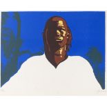 Colour screen print, African man, indistinctly signed in pencil, sheet size 19.5" x 24", unframed