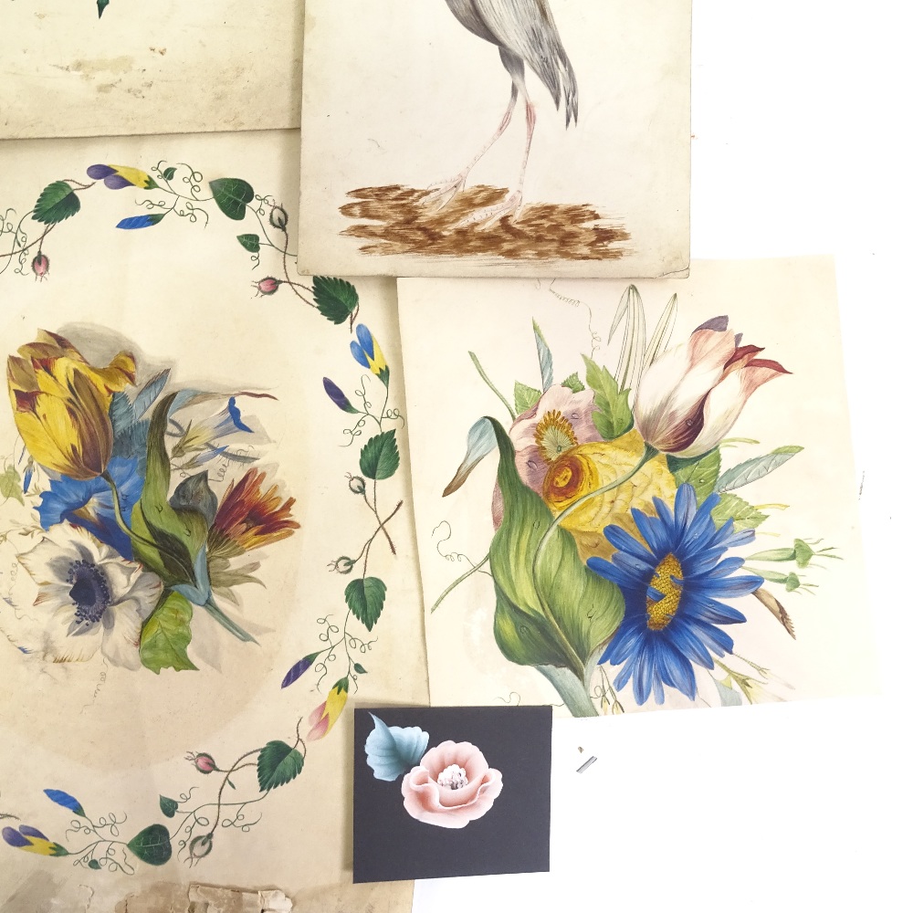 M A Wright, folder of 19th century botanical watercolours, some inscribed verso (15) Paper is mainly - Image 3 of 4