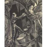 Robert Arthur Wilson (born 1887), wood engraving, circa 1930, harlequin clown, signed in pencil, no.