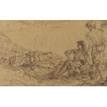 Gerald Judah Ososki (1903 - 1981), 3 ink and wash on paper, Classical studies, largest 10" x 16",