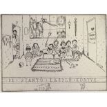 Endre Vadasz (1901 - 1944), etching, circa 1930, nursery scene, signed in pencil, no. 38/100,