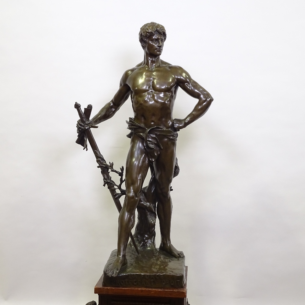 Eugene Marioton (French 1854-1933), a substantial classical bronze sculpture titled "La Force - Image 2 of 7