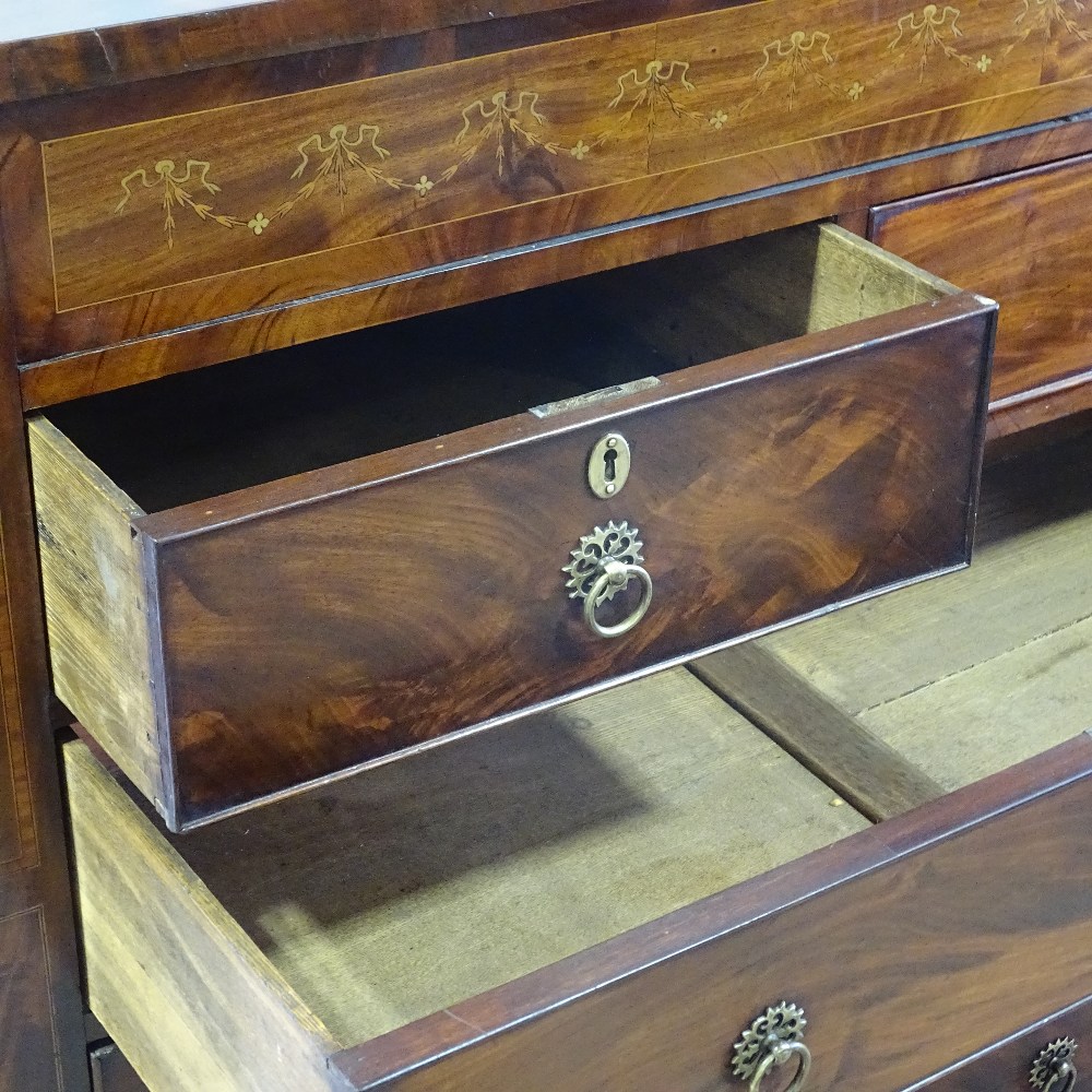 A Regency mahogany chest of drawers, with 3 long and 2 short drawers, floral marquetry inlaid - Image 4 of 4