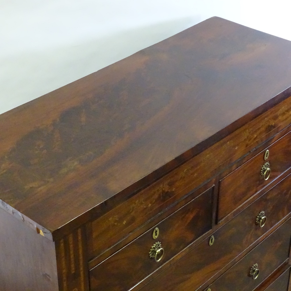 A Regency mahogany chest of drawers, with 3 long and 2 short drawers, floral marquetry inlaid - Image 2 of 4