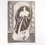 Viola Paterson (1899 - 1981), proof etching, standing figure, image 6" x 4", unframed Very good