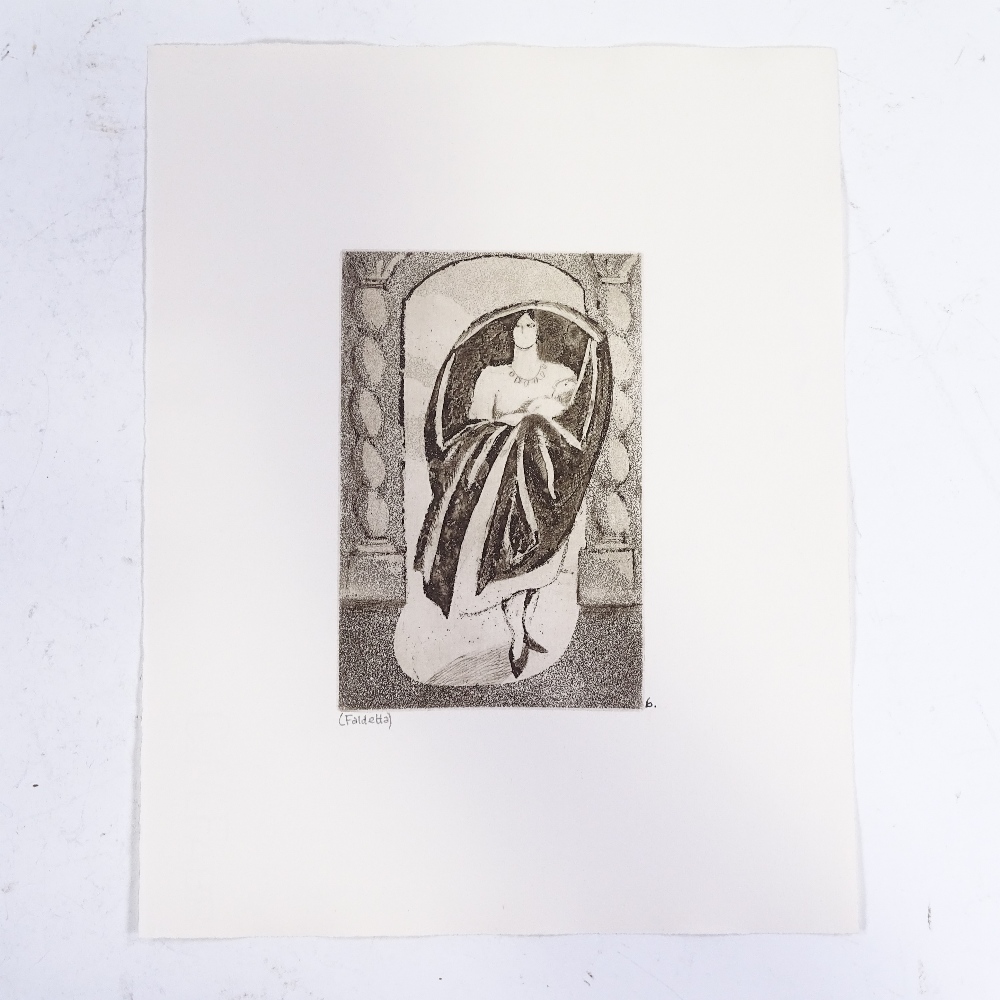 Viola Paterson (1899 - 1981), proof etching, standing figure, image 6" x 4", unframed Very good - Image 2 of 4