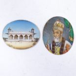 19th century Indian School, 2 miniature paintings on ivory, portrait of a man possibly Ranjit Singh,