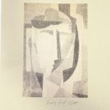 Fritz Huf (1887 - 1970), lithograph, abstract portrait, 1947, signed in pencil, image 8" x 5.25",