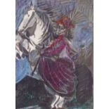 After Picasso, lithograph, Francoise on horseback, 14" x 10", framed Good condition