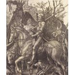 After Albrecht Durer, engraving, Knight, Death and the Devil, signed in the plate, sheet size 10.25"