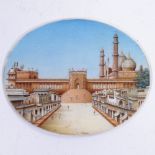 Indian School circa 1900, miniature watercolour on ivory, Indian palace, 2" x 2.5", unframed Very