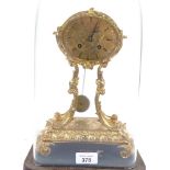 A 19th century French gilt-bronze mantel clock under glass dome, by Henri Marc of Paris, 8-day