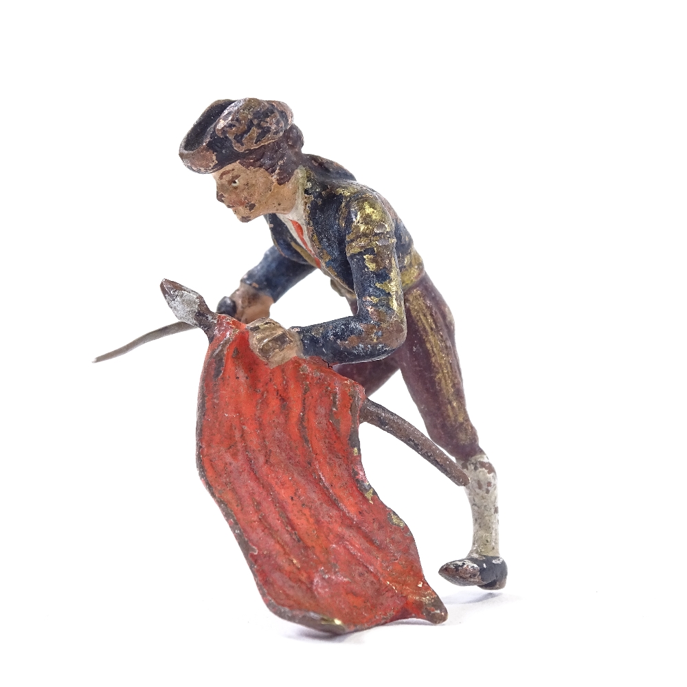 A Vienna cold painted bronze Toreador, height 4cm. All original no repairs, pica and sword are - Image 2 of 5