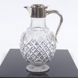 A late Victorian silver mounted cut glass claret jug, hallmarks Birmingham 1901, makers mark JS & S,