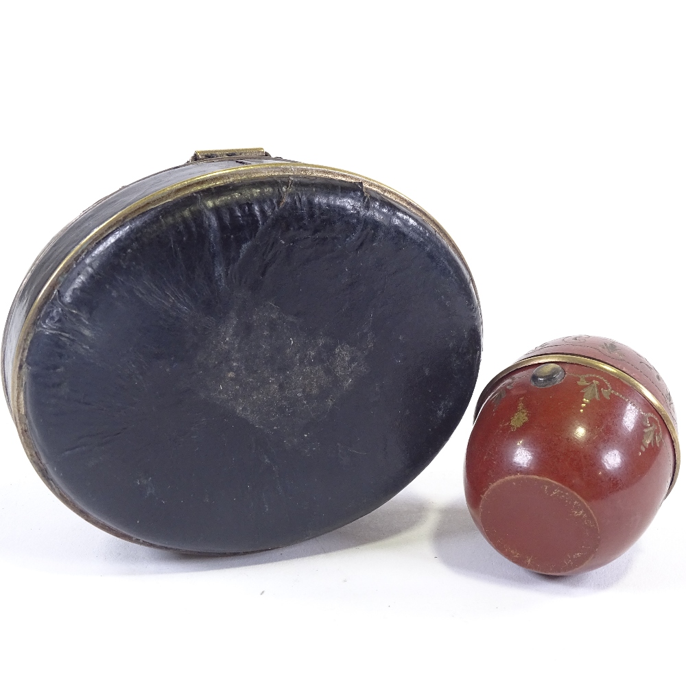 2 leather cased travelling inkwells, largest 7cm long. All complete condition with good fastening - Image 7 of 7