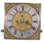 An 18th century longcase clock movement, by James Jordan of Chatham, circa 1740, 8-day movement with