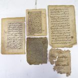 5 sheets of 17th - 19th century pages from the Koran Some in very poor condition