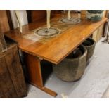 A mid-century teak rectangular table with tile insert, signed, L162cm, together with 2 spare leaves