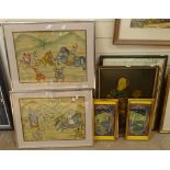 A group of Indian and Chinese paintings, framed (7)