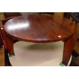 A Jean Prouve style circular hardwood coffee table, W90cm