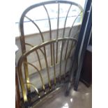 An Art Deco brass single bed, with rails, W89cm