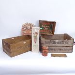 Various Vintage containers and advertising signs, including Borax, Cadbury's etc
