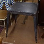 An industrial painted metal garden table, W66cm