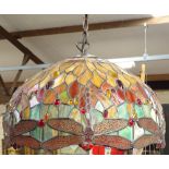 A contemporary Tiffany style leadlight ceiling shade, shade diameter 40cm