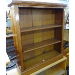 A small Victorian pitch pine open bookcase, W71cm