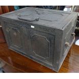 A Victorian cast-iron strong box, with 2 carrying handles and 1 key, W53cm