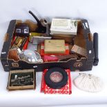 Various collectables, including Ajax eyelets fastener, telescope on tripod, Twirlit paper drill,