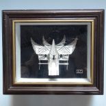 A .925 silver filigree framed study, entrance to a Chinese temple