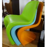 3 children's Vitra Verner Panton S chairs, with moulded Vitra mark and Panton signature to rear of