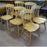 A set of 6 pine and beech kitchen dining chairs (4 and 2)