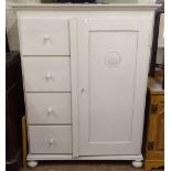 A Continental painted pine larder cupboard, with fitted drawers, W102cm