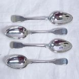 A set of 4 Georgian Fiddle pattern dessert spoons, 4.4oz