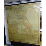 A Vintage coloured single-sided school map, New Reduced Survey of The British Isles, by John